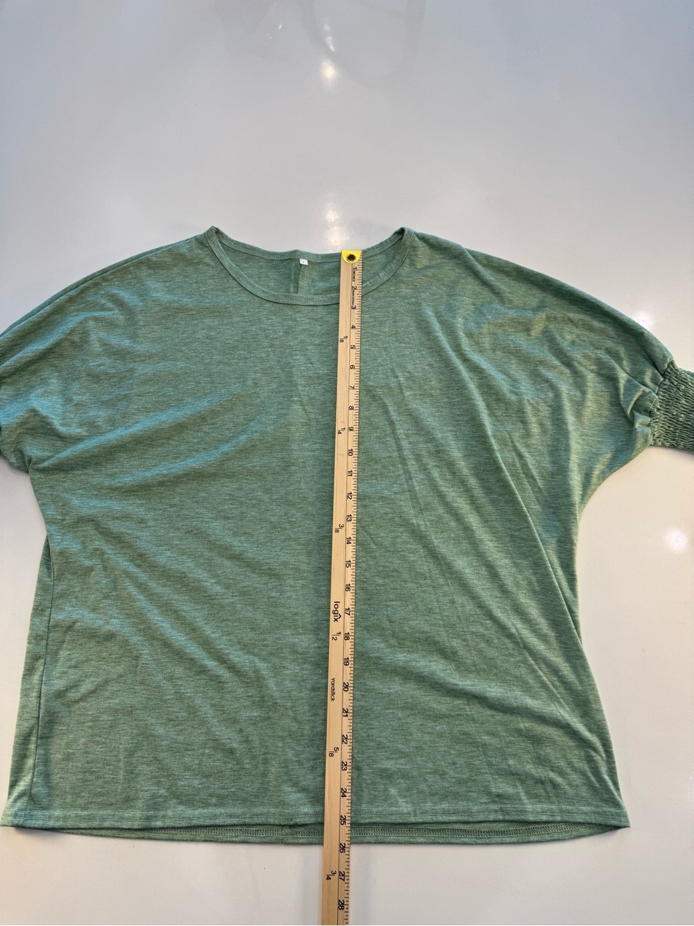 Light Green Smocked Short Sleeve Women's Tee - Picture 4 of 9